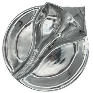 Vintage 90s Mariposa Aluminum Shell Serving Tray Platter Coastal Home Decor